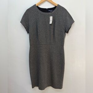 🆕 Brooks Brothers Charcoal Gray Herringbone Short Sleeve Dress, New w/ Tags, 14